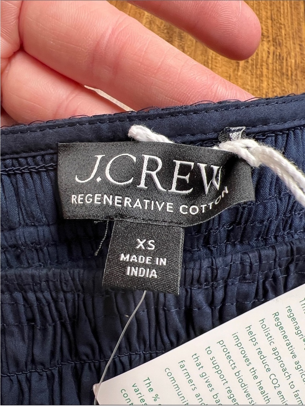 J. Crew Lina smocked midi dress in Navy Blue Size XS NWT - Picture 6 of 10